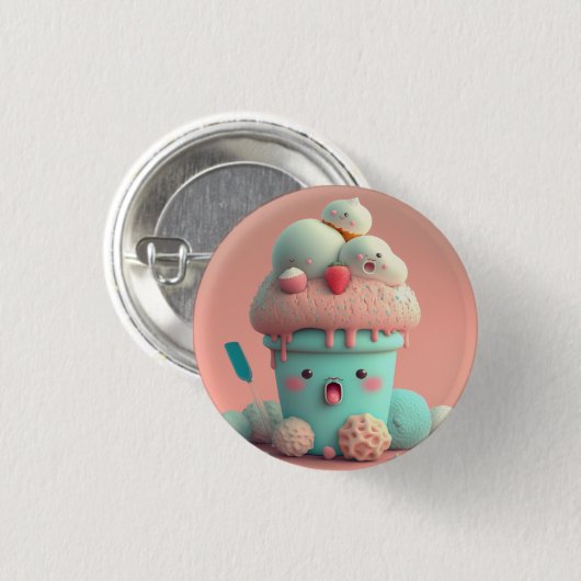 Kawaii-ijs Ronde Button 3,2 Cm (Voorkant /achterkant)