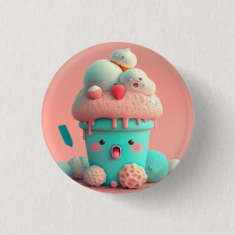 Kawaii-ijs Ronde Button 3,2 Cm