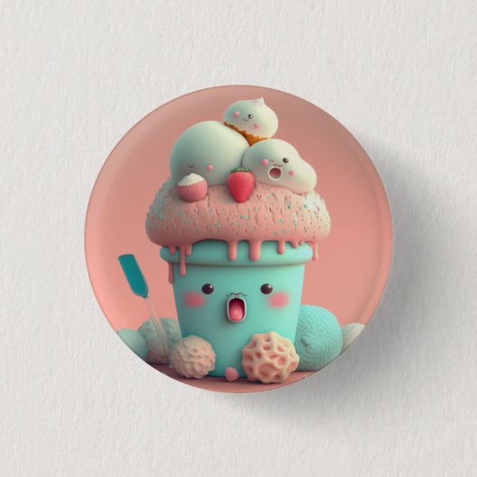 Kawaii-ijs Ronde Button 3,2 Cm (Voorkant)