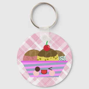 Kawaii Ijs Sundae Smaken Lekker Schotse Ruit Sleutelhanger