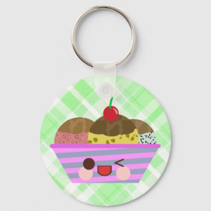 Kawaii Ijs Sundae Smaken Lekker Schotse Ruit Sleutelhanger