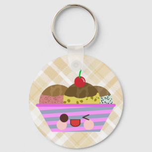 Kawaii Ijs Sundae Smaken Lekker Schotse Ruit Sleutelhanger