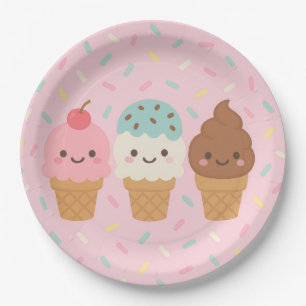 Kawaii Ijs Verjaardag Papieren Borden Bordje