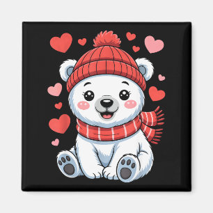 Kawaii Ijsbeer Valentijnsdag Harten Sjaal Bean Magneet
