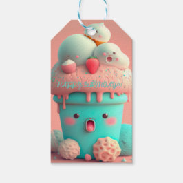 Kawaii-ijsbeker Cadeaulabel