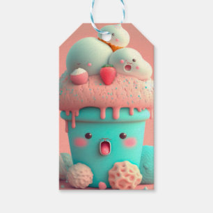 Kawaii-ijsbeker Cadeaulabel