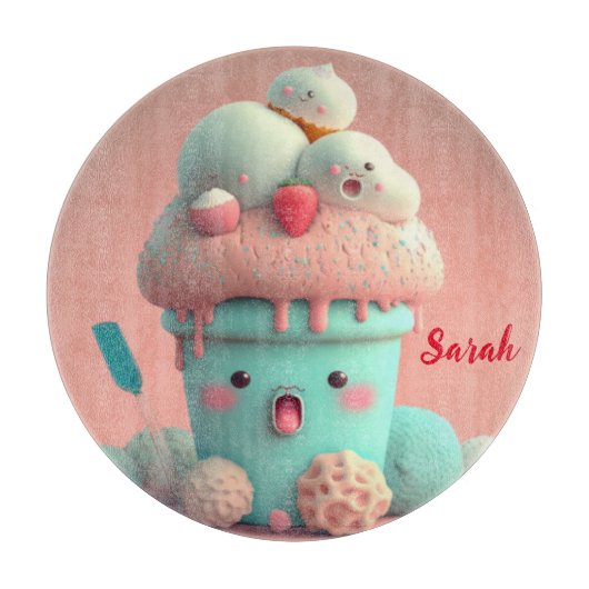 Kawaii-ijsbeker Snijplank (Voorkant)