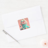 Kawaii-ijsbeker Vierkante Sticker (Envelop)