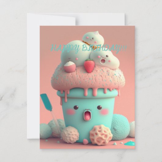 Kawaii ijscubokaart kaart (Voorkant)