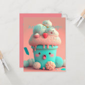 Kawaii ijscubokaart kaart (Voorkant / Achterkant in situ)