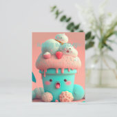 Kawaii ijscup briefkaart (Staand voorkant)