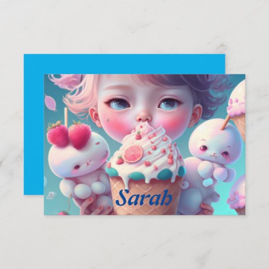 Kawaii-ijsje Bedankkaart (Voorkant / Achterkant)