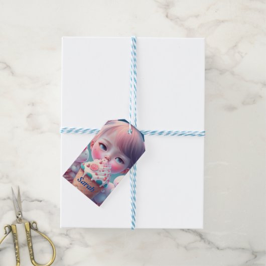 Kawaii-ijsje Cadeaulabel (Met Touw)