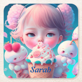 Kawaii-ijsje Kartonnen Onderzetters