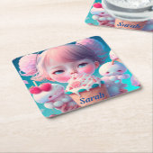 Kawaii-ijsje Kartonnen Onderzetters (Schuin)