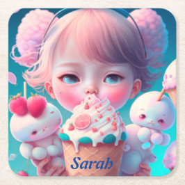 Kawaii-ijsje Kartonnen Onderzetters