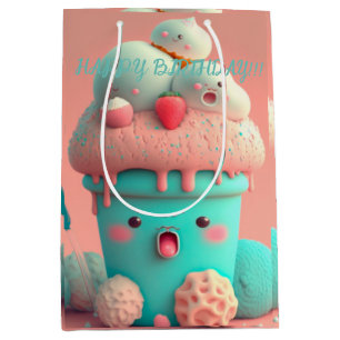 Kawaii-ijsje met een donkere tas medium cadeauzakje