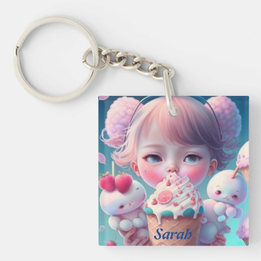 Kawaii-ijsje Sleutelhanger (voorkant)