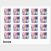 Kawaii-ijsje Vierkante Sticker (Vel)