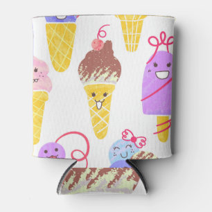 Kawaii ijsjes, schattig, naadloos patroon. blikjeskoeler
