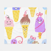 Kawaii ijsjes, schattig, naadloos patroon. fleece deken (Voorkant (Horizontaal))