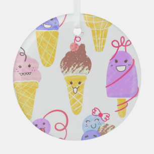 Kawaii ijsjes, schattig, naadloos patroon. glas ornament