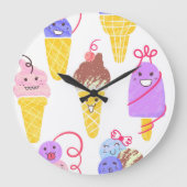 Kawaii ijsjes, schattig, naadloos patroon. grote klok (Voorkant)