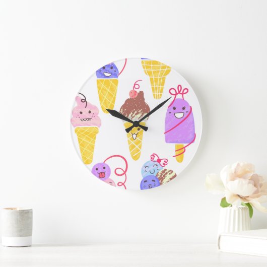 Kawaii ijsjes, schattig, naadloos patroon. grote klok (Huis)