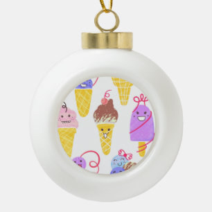 Kawaii ijsjes, schattig, naadloos patroon. keramische bal ornament