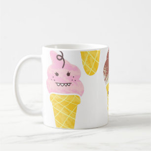 Kawaii ijsjes, schattig, naadloos patroon. koffiemok