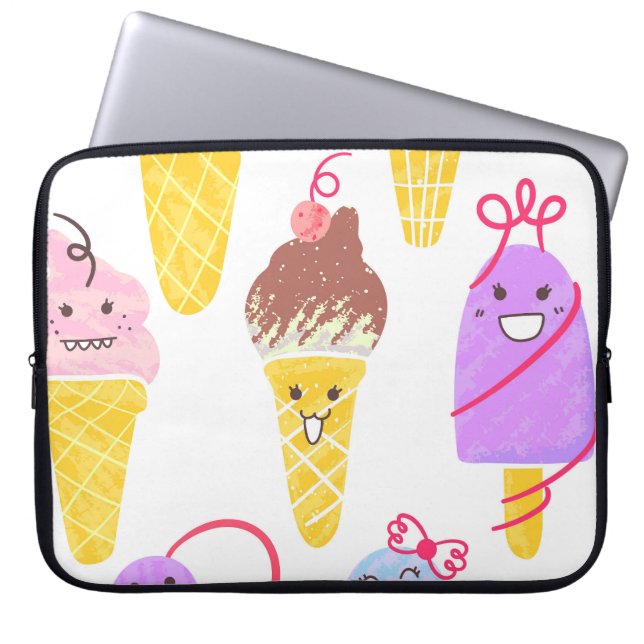 Kawaii ijsjes, schattig, naadloos patroon. laptop sleeve (Voorkant)