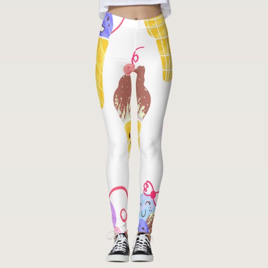 Kawaii ijsjes, schattig, naadloos patroon. leggings (Voorkant)