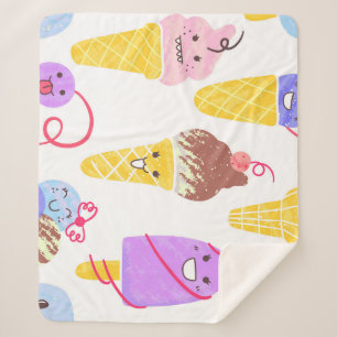 Kawaii ijsjes, schattig, naadloos patroon. sherpa deken
