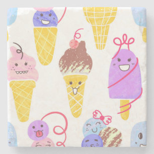 Kawaii ijsjes, schattig, naadloos patroon. stenen onderzetter