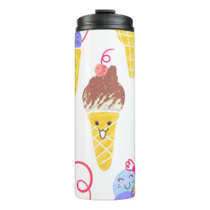 Kawaii ijsjes, schattig, naadloos patroon. thermosbeker