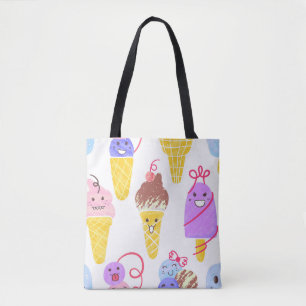 Kawaii ijsjes, schattig, naadloos patroon. tote bag