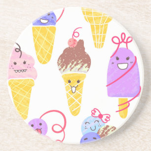 Kawaii ijsjes, schattig, naadloos patroon. zandsteen onderzetter