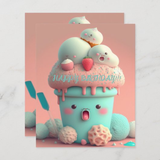 Kawaii-ijskaart (Voorkant / Achterkant)