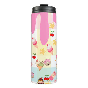 Kawaii-ijsroom en druppel thermosbeker