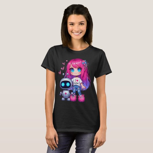 Kawaii Ik hou van mijn Ai-chatbot Schattige BFF-me T-shirt (Voorkant volledig)