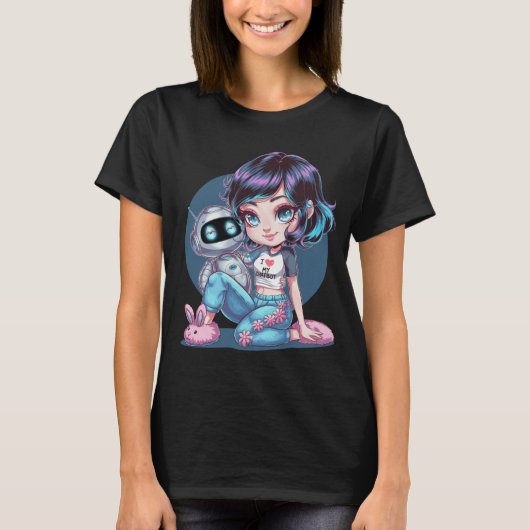 🤖Kawaii Ik hou van mijn AI Chatbot Schattigee BFF T-shirt (Voorkant)