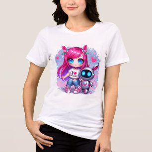 🤖Kawaii Ik hou van mijn AI Chatbot Schattigee BFF Tri-Blend Shirt