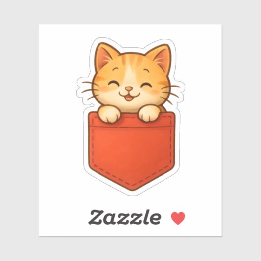 Kawaii in Red Pocket - Die-Cut Sticker (Vel)