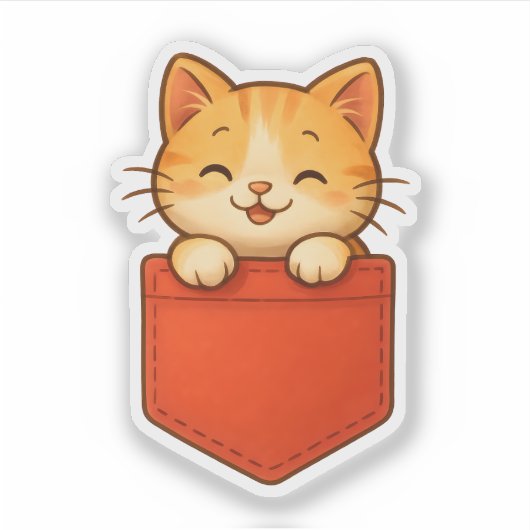 Kawaii in Red Pocket - Die-Cut Sticker (Voorkant)