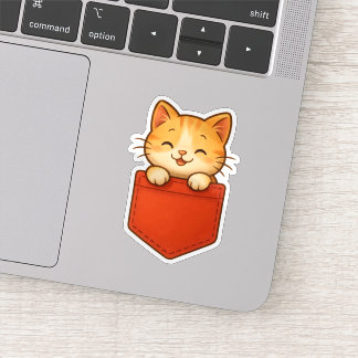 Kawaii in Red Pocket - Die-Cut Sticker