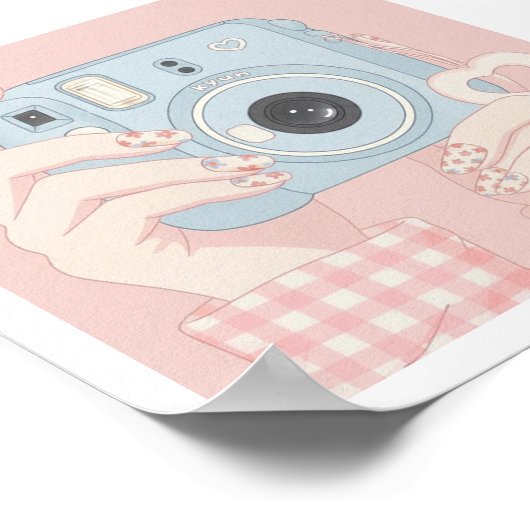 Kawaii Instant Camera & Bloemnagels Poster (Hoek)