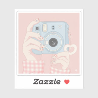 Kawaii Instant Camera & Bloemnagels Sticker