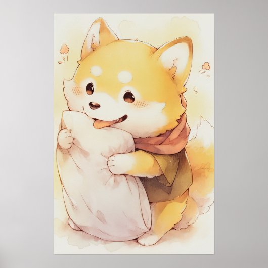 Kawaii Inu Hold kussen Poster (Voorkant)