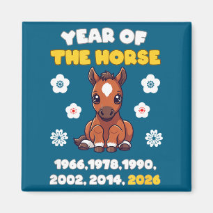 Kawaii Jaar van het Paard Chinese Zodiac 2026 Dier Magneet
