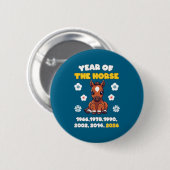 Kawaii Jaar van het paard Chinese Zodiac 2026 Dier Ronde Button 5,7 Cm (Voorkant /achterkant)
